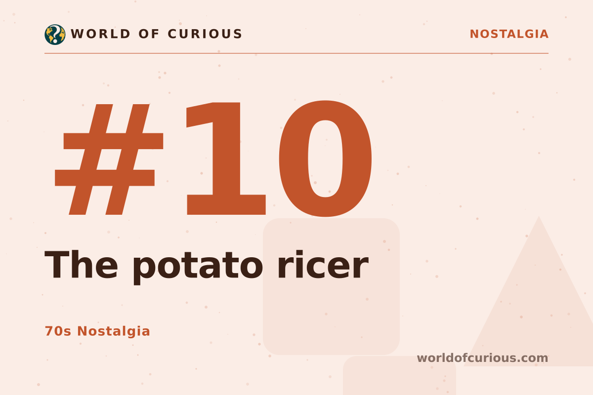 Card artwork for entry number 10: The potato ricer.