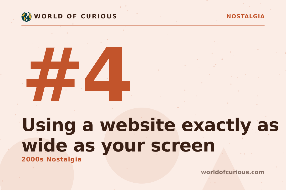Card artwork for entry number 4: Using a website exactly as wide as your screen.