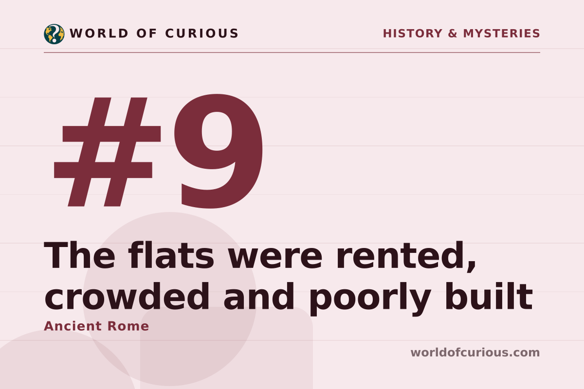Card artwork for entry number 9: The flats were rented, crowded and poorly built.