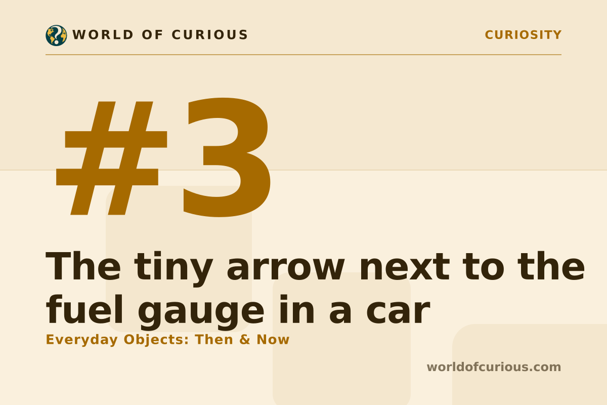 Card artwork for entry number 3: The tiny arrow next to the fuel gauge in a car.