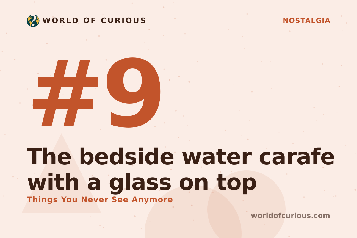Card artwork for entry number 9: The bedside water carafe with a glass on top.