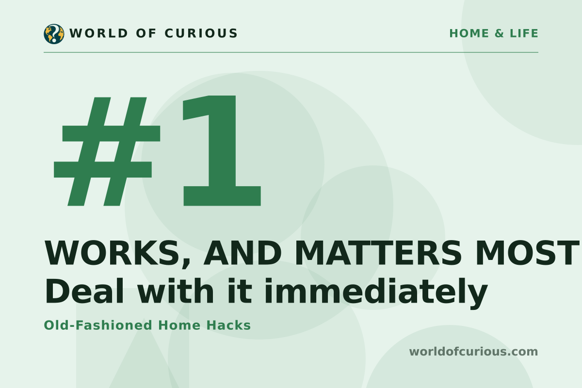 Card artwork for entry number 1: WORKS, AND MATTERS MOST — Deal with it immediately.