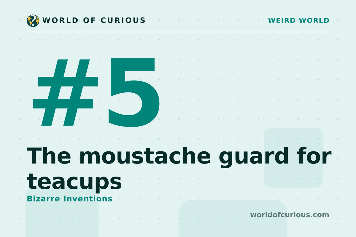 Card artwork for entry number 5: The moustache guard for teacups.