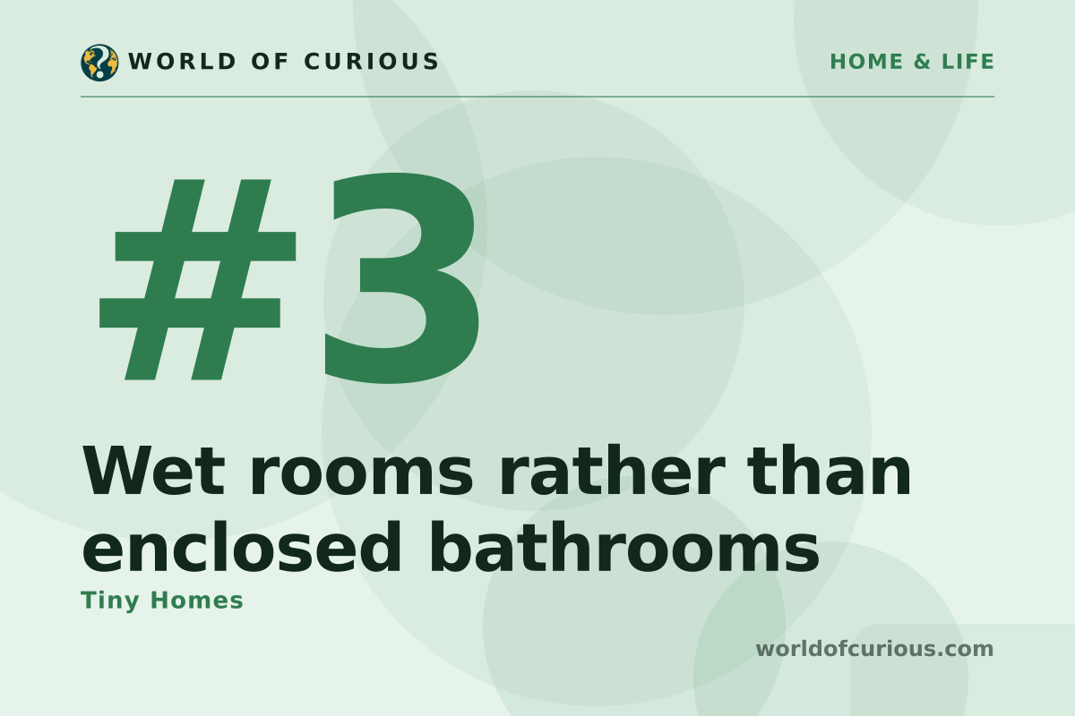 Card artwork for entry number 3: Wet rooms rather than enclosed bathrooms.