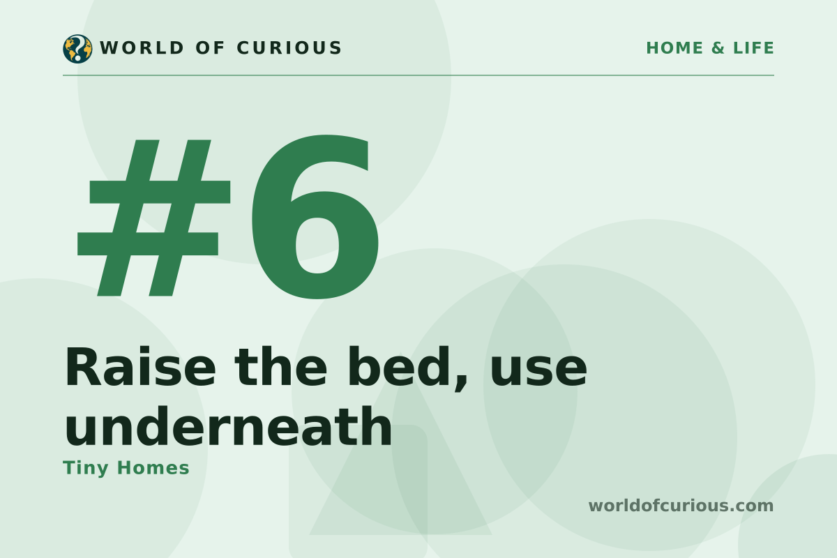 Card artwork for entry number 6: Raise the bed, use underneath.