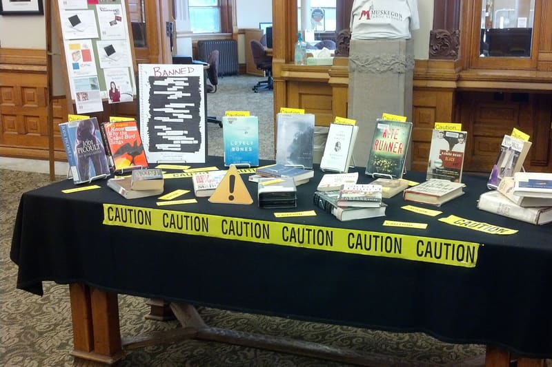 Banned books display