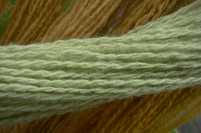 Dyed wool yarn skeins