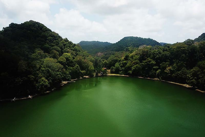 Island in lake aerial
