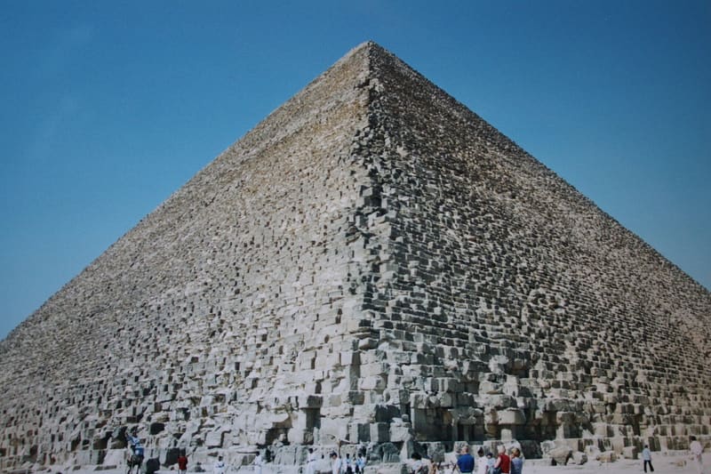 A branded card in heritage burgundy introducing an article checking eight widely repeated claims about ancient Egypt.