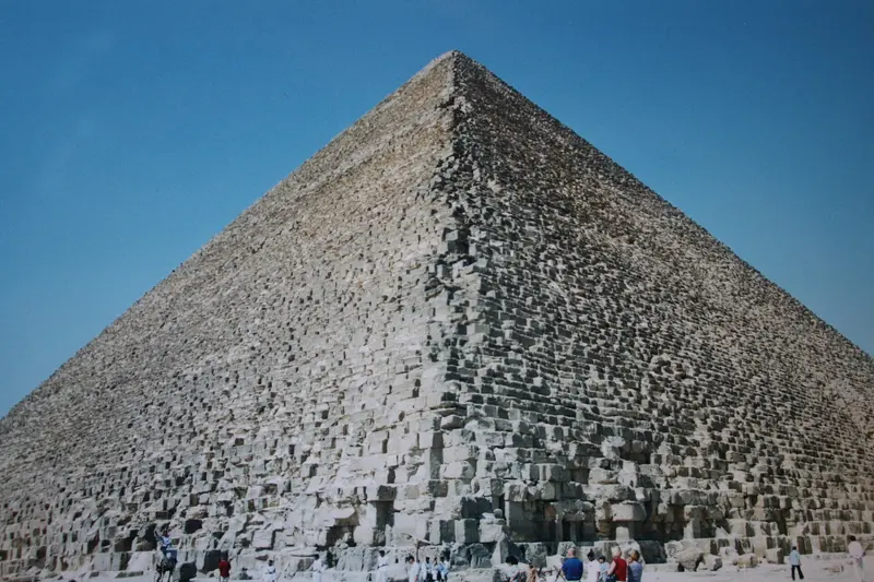 A branded card in heritage burgundy introducing an article checking eight widely repeated claims about ancient Egypt.