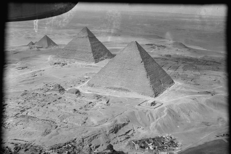 Giza pyramid complex aerial view