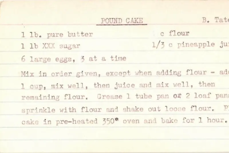 A branded card in fresh green introducing a list of ten dishes commonly found on handwritten family recipe cards.